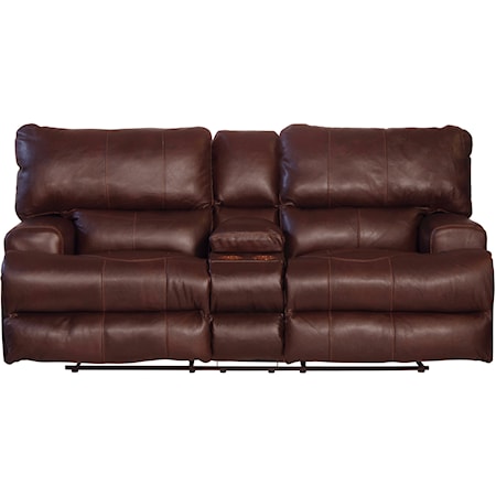 Casual Power Lay Flat Reclining Console Loveseat with Power Headrest and Lumbar