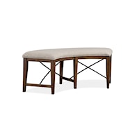 Curved Dining Bench with Upholstered Seat