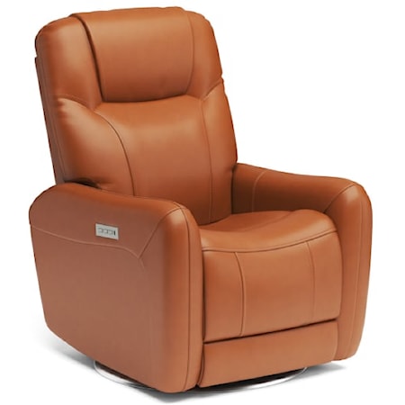 Transitional Swivel Recliner with Power Headrest & Lumbar