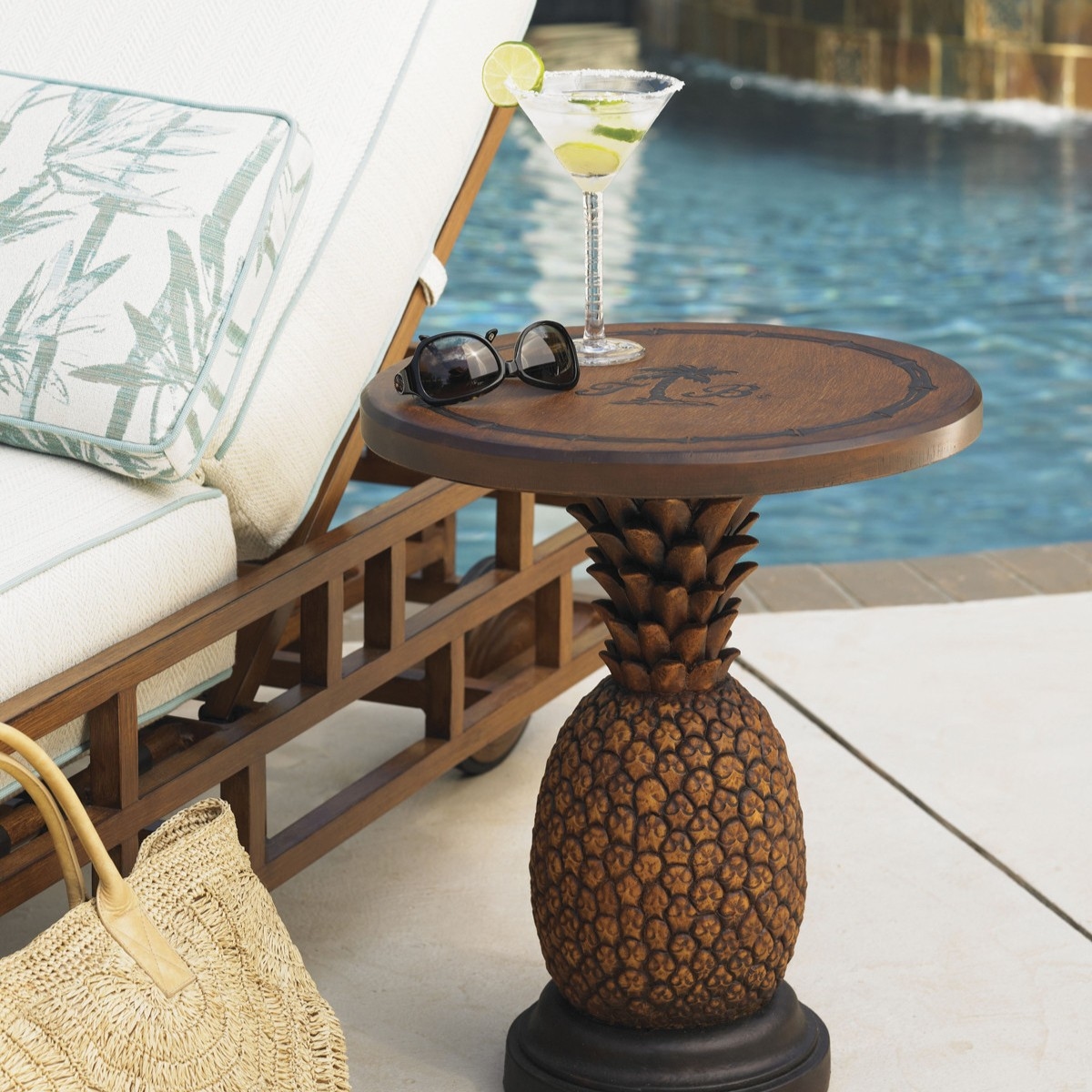 Black Pineapple Table with Bronze Highlights