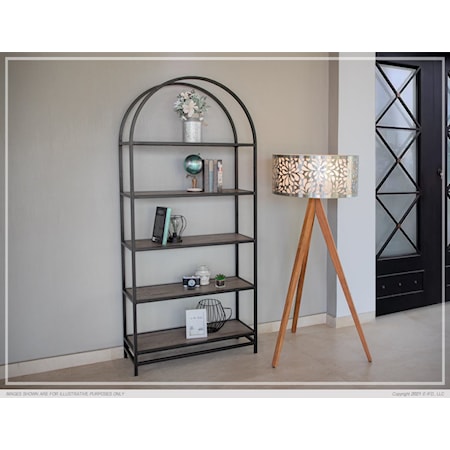 5-Shelf Bookcase with Black Metal Frame