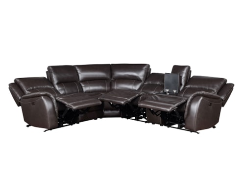 Casual 6-Piece Leather Power Reclining Sectional Sofa