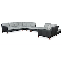 Transitional 7-Seat Sectional Sofa with Deep Seats and 2 Ottomans