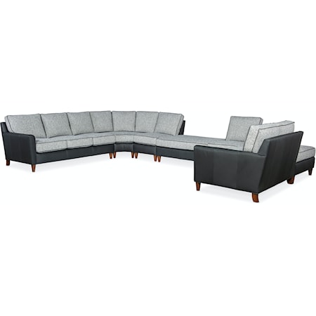 Transitional 7-Seat Sectional Sofa with Deep Seats and 2 Ottomans