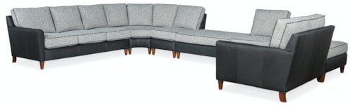 Transitional 7-Seat Sectional Sofa with Deep Seats and 2 Ottomans