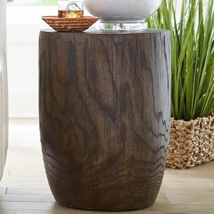 Wood drum on sale end table