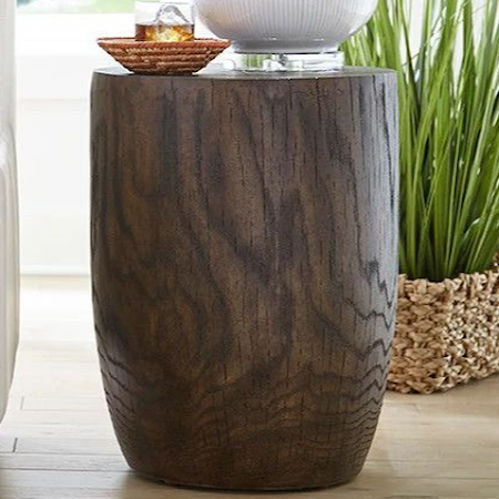 Oak Grain Drum End Table