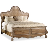 Traditional King Scalloped Wood Panel Bed