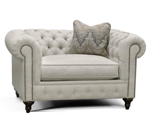 Traditional Chesterfield Chair and a Half with Nailhead Trim