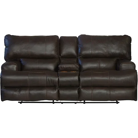 Power Lay Flat Reclining Console Loveseat