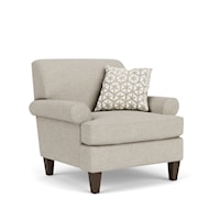 Transitional Chair with Rolled Arms and Tapered Legs