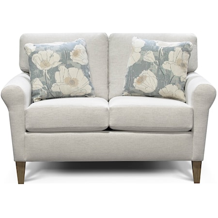 Transitional Loveseat with Tapered Legs