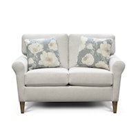 Transitional Loveseat with Tapered Legs