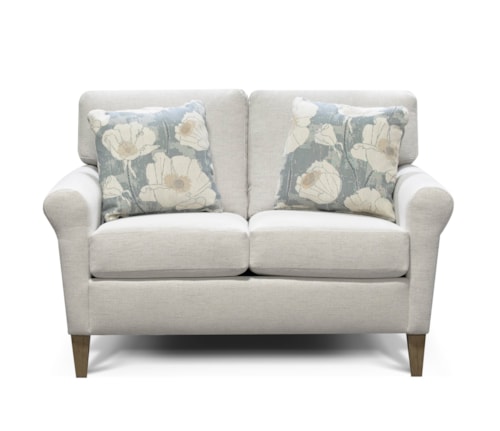 Transitional Loveseat with Tapered Legs