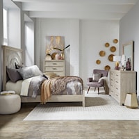 Contemporary 4-Piece Queen Bedroom Set with Decorative Tile Headboard