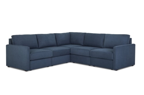 Flex 5-Seat Sectional with Narrow Arm - Denim