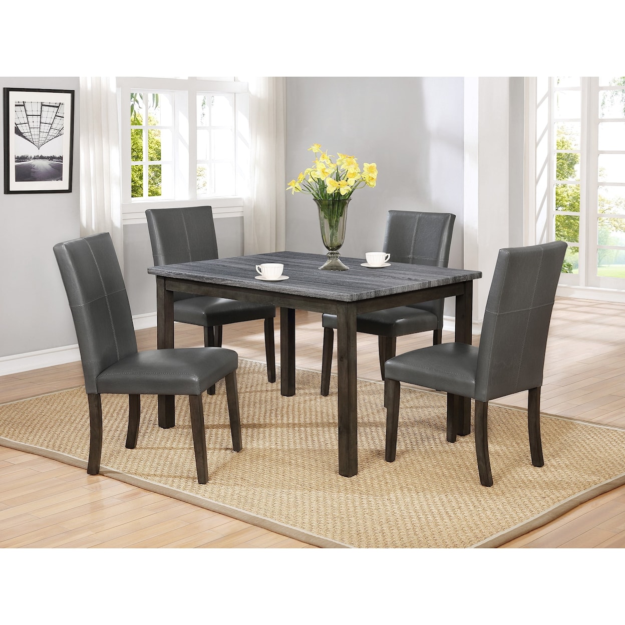 Crown Mark Pompei Dining Table Grey