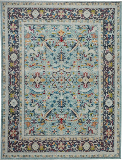 8'11" x 11'10" Teal/Multicolor Rectangle Rug