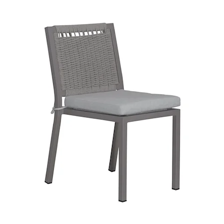 Contemporary Outdoor Panel Back Side Chair with Cushion - Granite