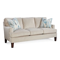 Contemporary 3-Seat Sofa with Wood Legs