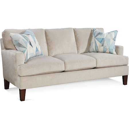 Contemporary 3-Seat Sofa with Wood Legs