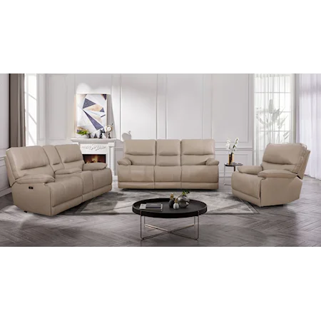 Casual Leather 3-Piece Reclining Living Room Set