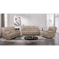 Casual Leather 3-Piece Reclining Living Room Set