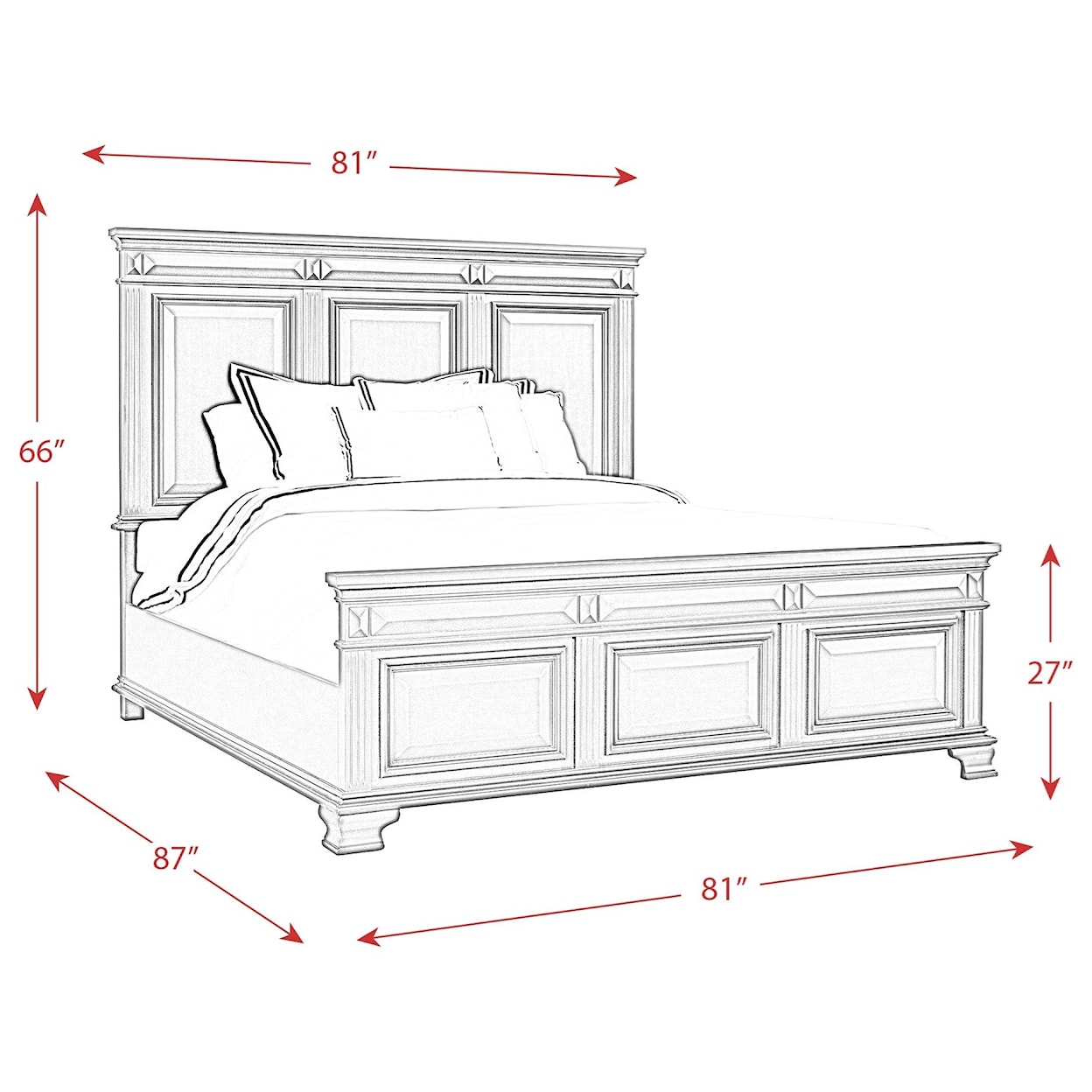 Elements International Calloway King Headboard and Footboard Bed