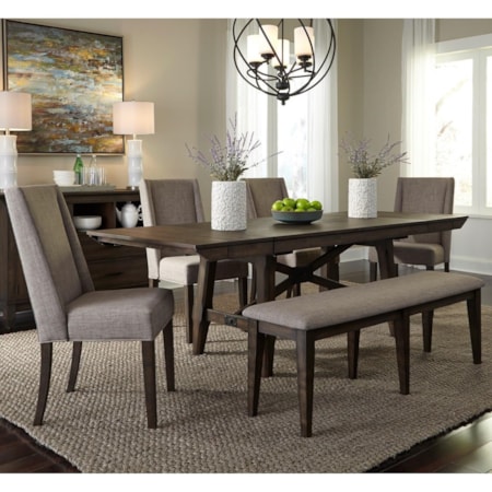 6-Piece Trestle Table Dining Set