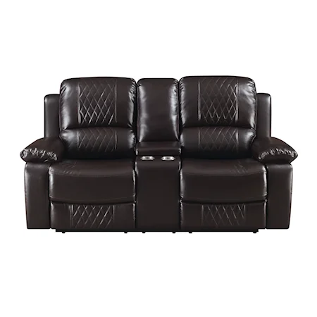Casual Reclining Console Loveseat with Storage and Cup Holders