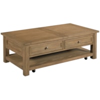 Transitional Rectangular 2-Drawer Coffee Table with Casters