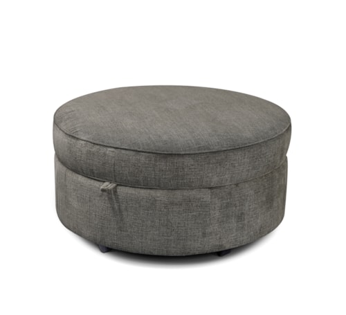 Contemporary Round Storage Ottoman with Casters