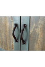 Features hand-wrought iron pulls with a non-chip finish