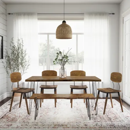 79" Dining Table with 4 Chairs and Bench