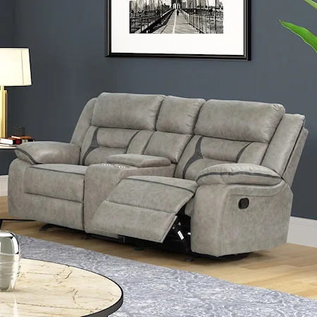 Casual Glider Reclining Loveseat with Console