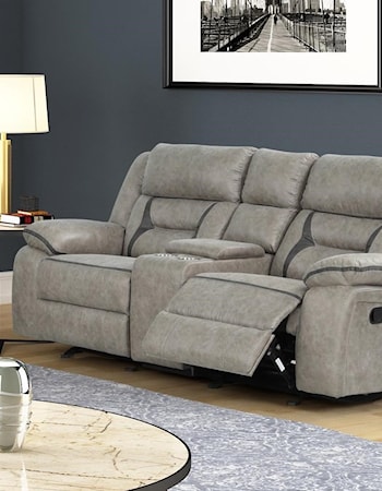 ROCKWELL PEWTER RECLINING LOVESEAT | .