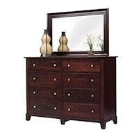 Traditional 8-Drawer Dresser with Attached Mirror