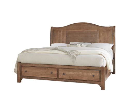 Farmhouse King Arched Bed with Footboard Storage