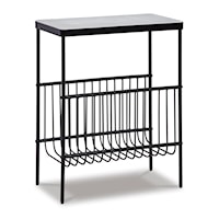 Metal Accent Table with Marble Top and Storage Rack