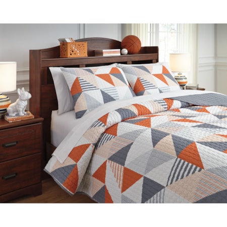 Full Layne Gray/Orange Coverlet Set