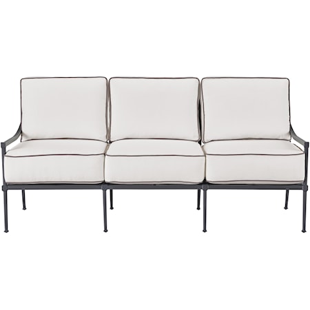 Coastal Outdoor Sofa with Charcoal Aluminum Frame