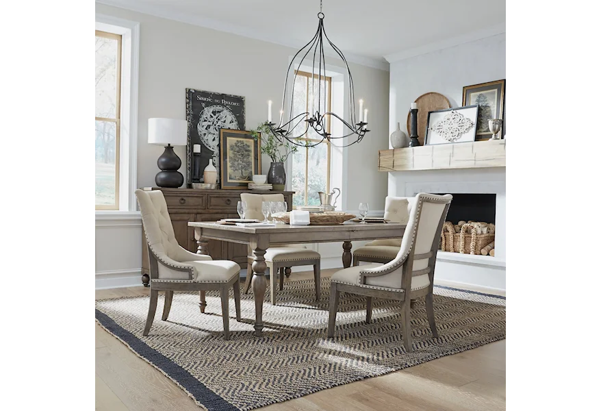 Americana Farmhouse Five-Piece Rectangular Dining Set by Liberty Furniture at Dream Home Interiors
