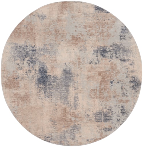 7'10"  Beige/Grey Round Rug