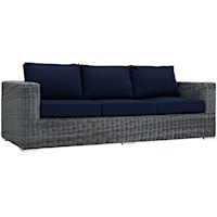 Summon Coastal Outdoor Patio Sunbrella® Sofa - Gray/Navy
