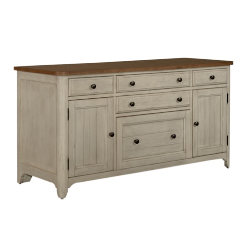 Farmhouse Door Credenza with Cord Access Holes