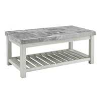 Canova Grey Farmhouse Cocktail Table with Marble Top