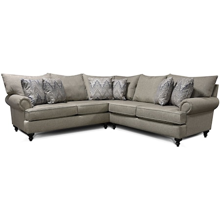 Traditional 2-Piece Sectional with Rolled Arms