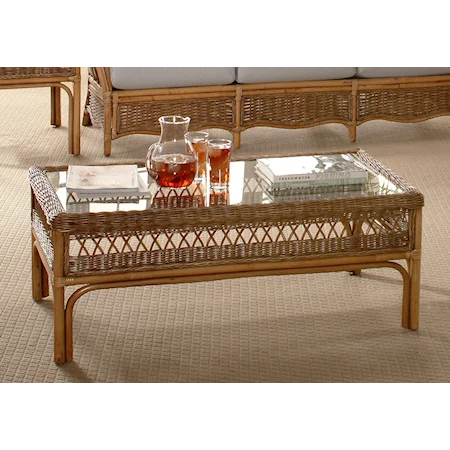 Coastal Cocktail Table with Glass Top