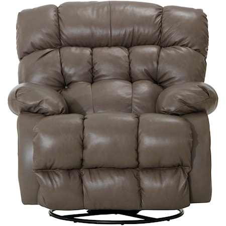 Casual Swivel Glider Recliner with Pillow Arms