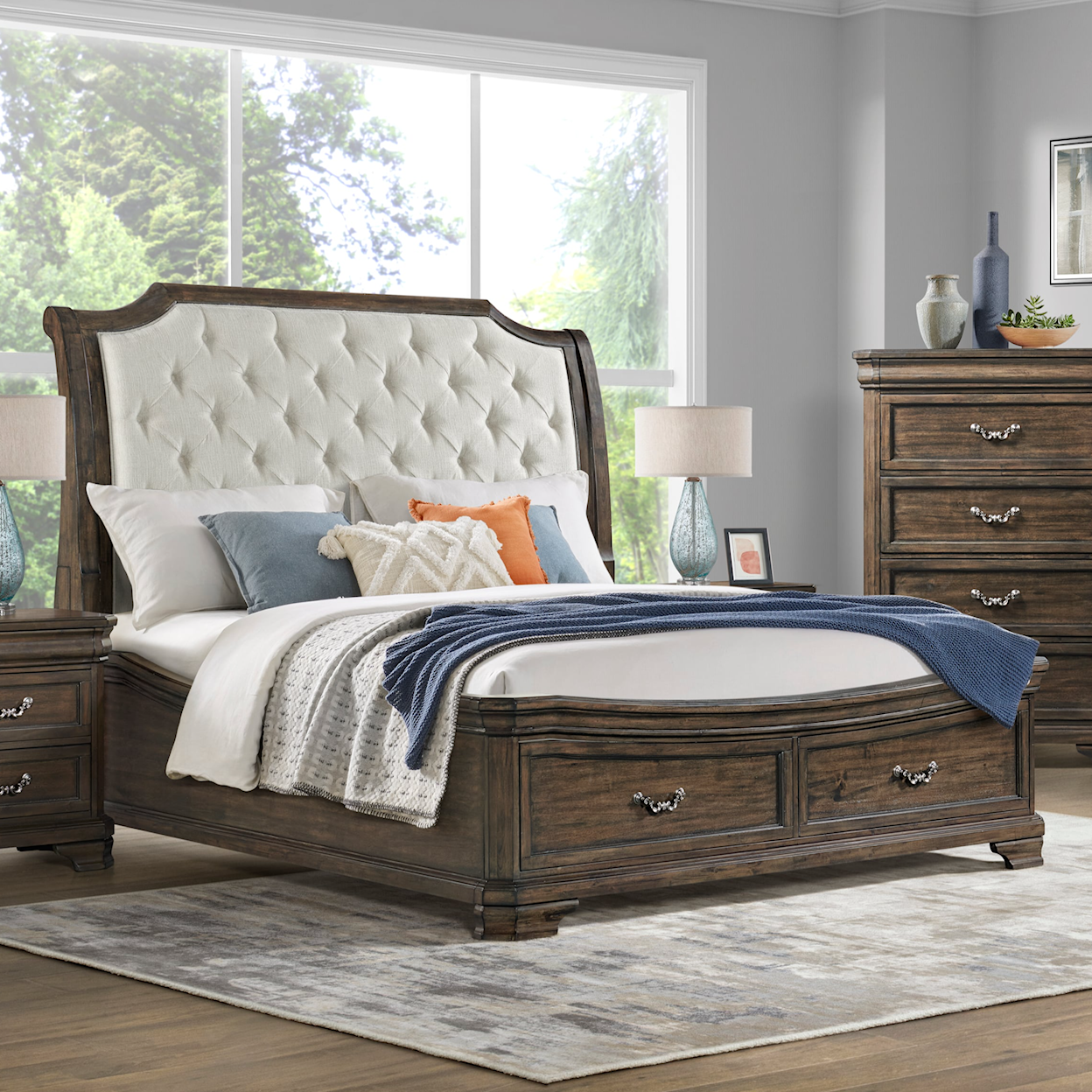 New Classic Lyndhurst King Upholstered Bed